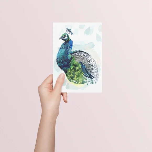 Watercolor Peacock Wall Art Illustration Print Poster Card Unframed - Picture 4 of 7